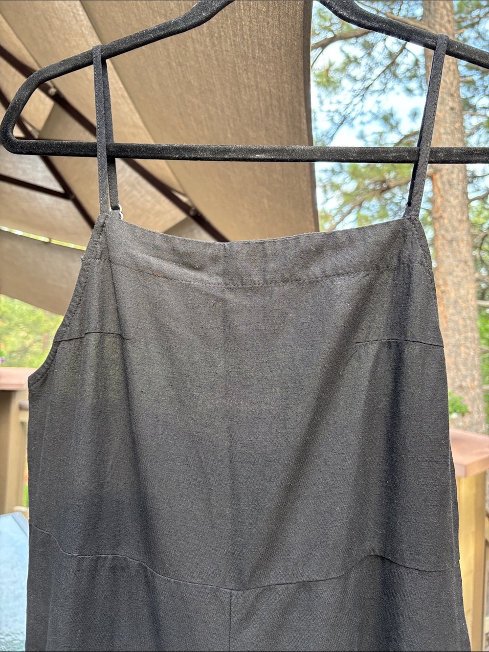 NEW! Rhythm. 12L Black Wide-Leg Linen Spaghetti-Strap Classic Jumpsuit Overalls - Picture 10 of 17